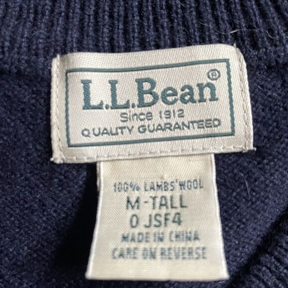 LL Bean Sweater Vest Houndstooth V Neck Lambs Wool Men's Medium Tall - Picture 3 of 6